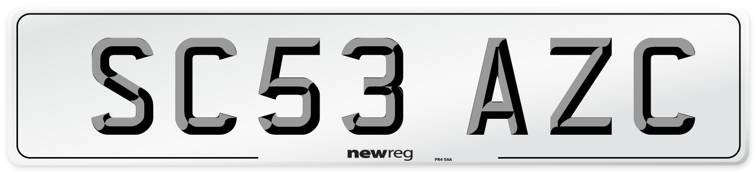 SC53 AZC Number Plate from New Reg